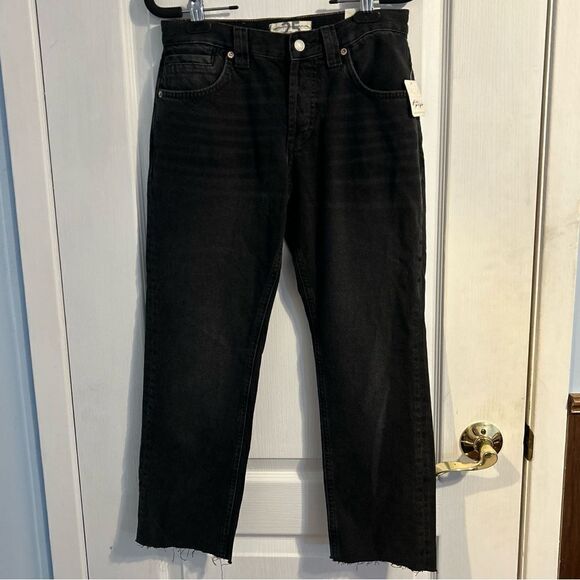 Free People We The Free CRVY Siren Low Rise Straight Jeans Black Size 25 - Picture 1 of 13